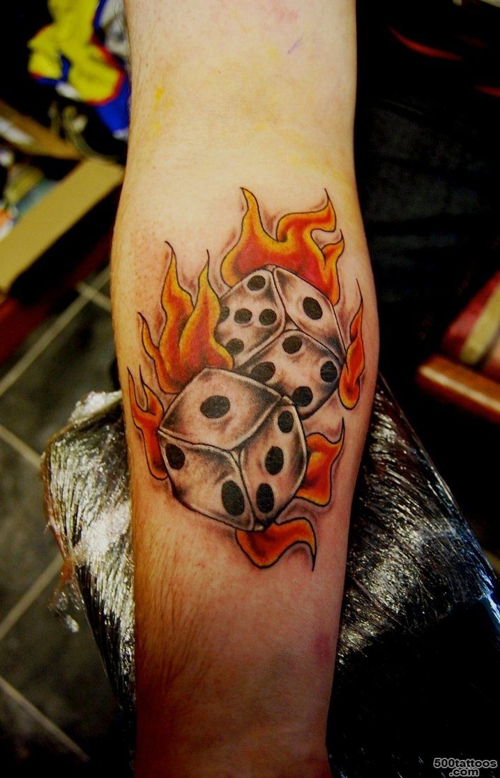 Burning Dice Cards 8 Ball Tattoo On Upper Arm   Tattoes Idea 2015 ..._28