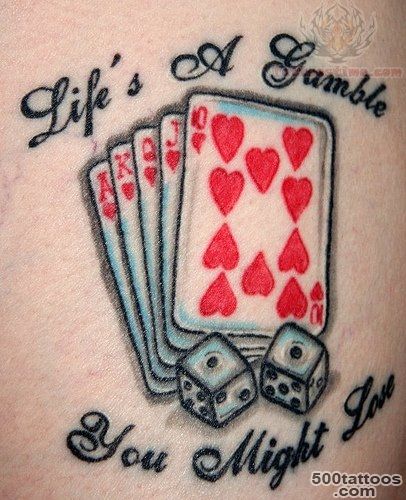 Flaming Dice 8 Ball n Cards Tattoo On Belly   Tattoes Idea 2015  2016_23