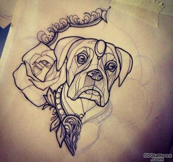 neo traditional tattoo flash boxer dog  Tattoos  Pinterest  Neo ..._20