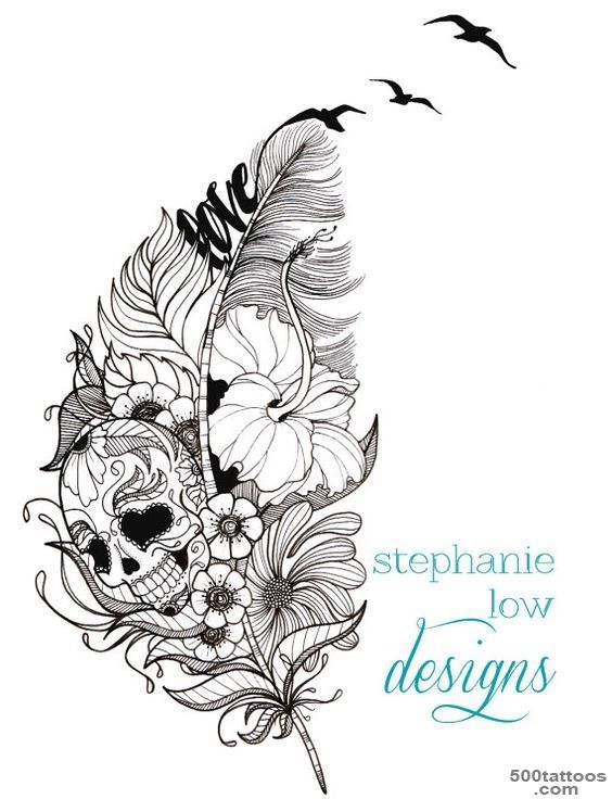 Customizable Tattoo design Feather  Flower  etc. by SlowDesigns ..._25