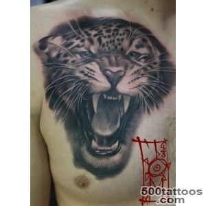 Grey Ink Jaguar Roaring Tattoo By Indio Reyes_33