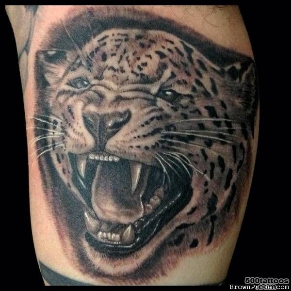 Superb Grey Ink Jaguar Tattoo On Right Half Sleeve_35