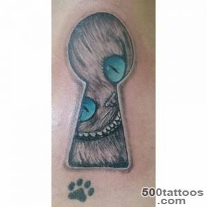 Cheshire cat tattoo looking through a keyhole by Levis_25