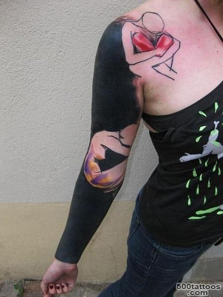 Loneliness Man and Woman Blackwork tattoo sleeve  Best Tattoo ..._11