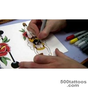 Speed Painting Tutorial   How to Paint a Pin up Tattoo Design with _9