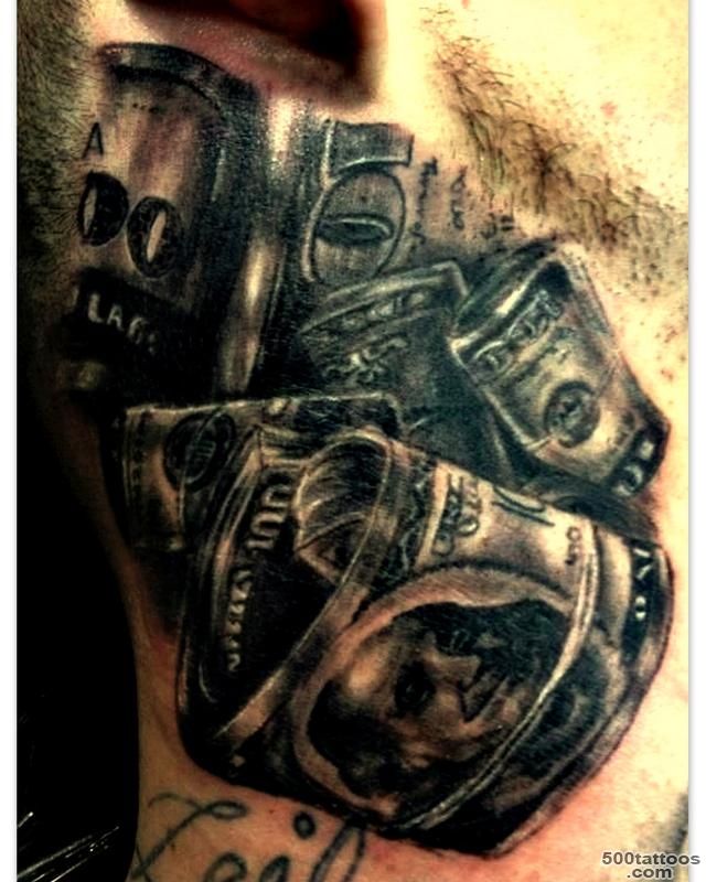 black and grey money tattoo on neck by Haley Adams  Tattoos_43
