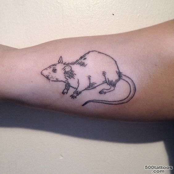 Simple big blsck line mouse tattoo on upper arm   Tattoos.pm_25