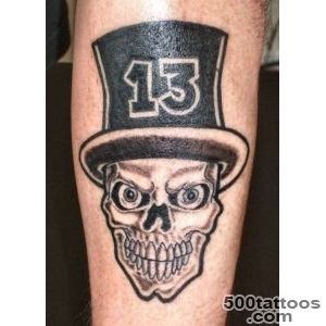 Skull in a hat with number thirteen tattoo   Tattooimagesbiz_44