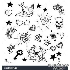 Set Of Old School Tattoos Elements, Vector   188105183  Shutterstock_35