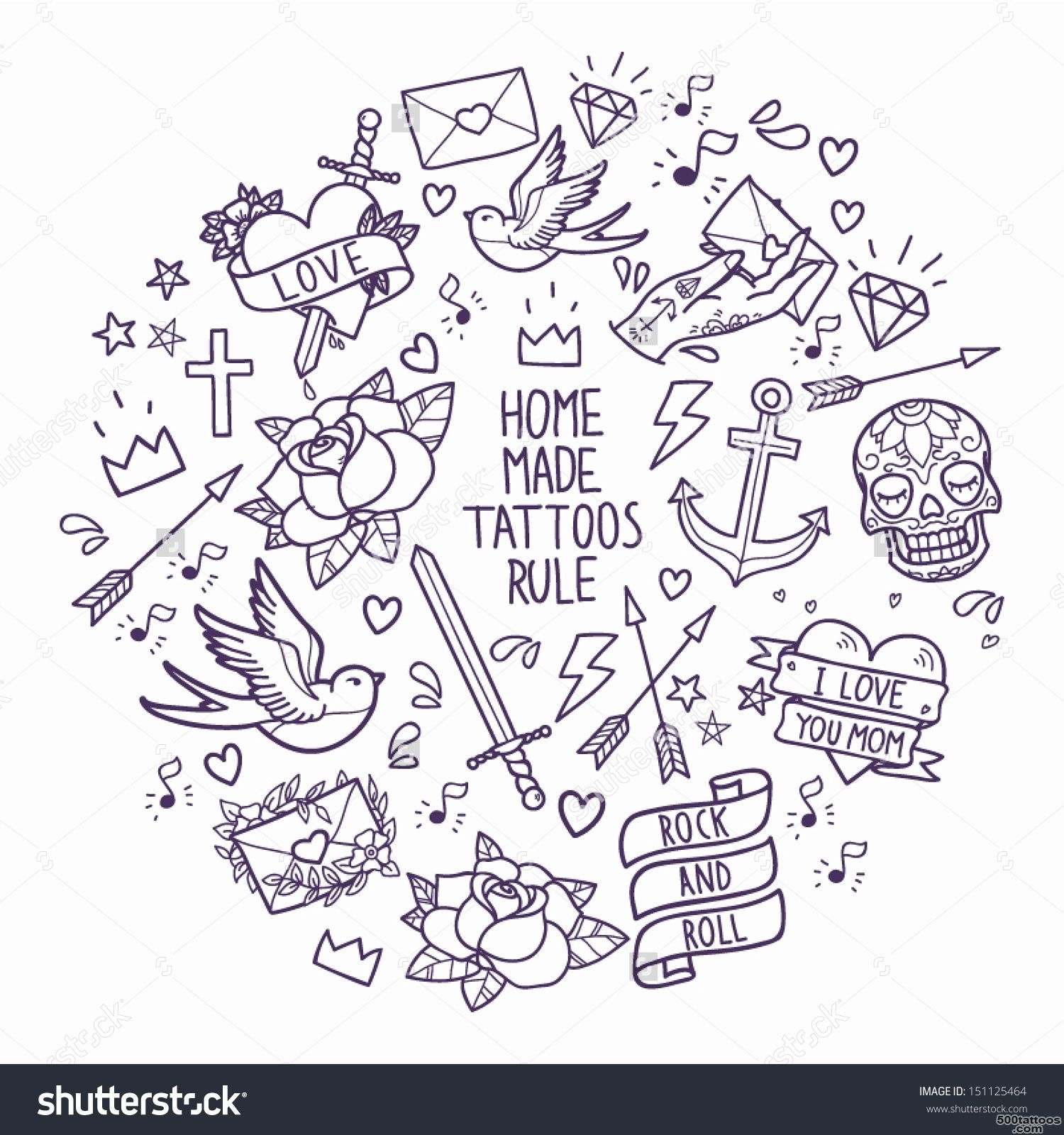 Old School Tattoo Elements. Cartoon Vector Tattoos In Funny Style ..._27