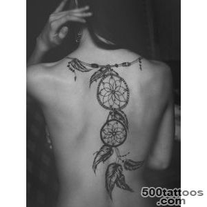 decorative Dreamcatcher tattoo on her back graceful and _2