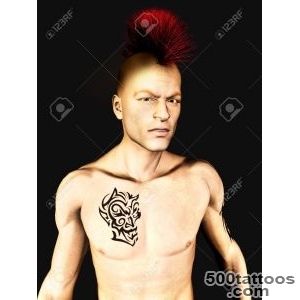 A Male Punk Rocker With A Mohawk Hair And A Tattoo On His Arm _29