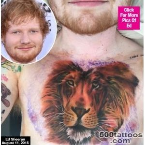 Ed Sheeran#39s Lion Tattoo — Is His Chest Piece Real Or Nah _34