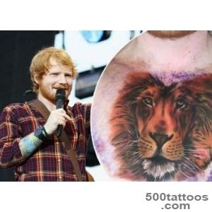 Ed Sheeran#39s New Tattoo   Lion On His Chest_37