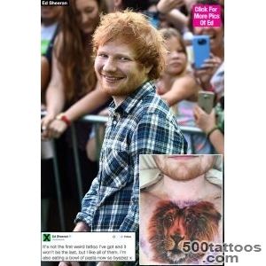 Ed Sheeran#39s Weird Tattoo Defends The Lion On His Chest Against _20