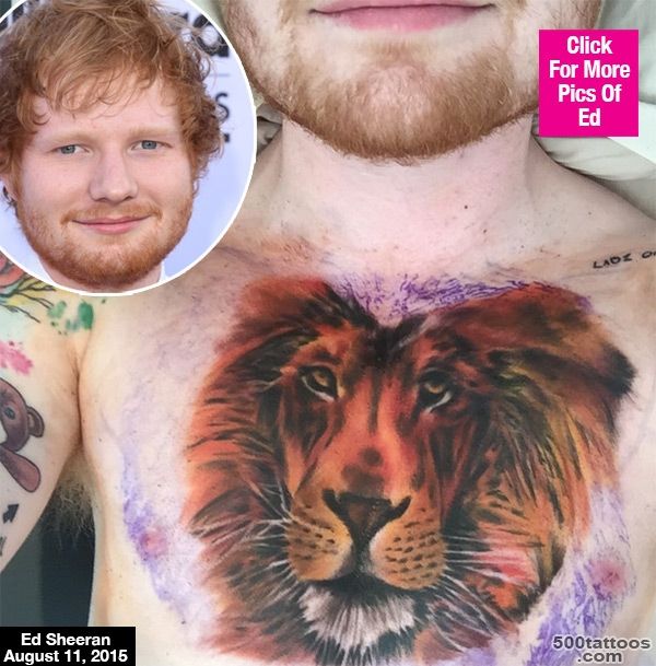 Ed Sheeran#39s Lion Tattoo — Is His Chest Piece Real Or Nah ..._34