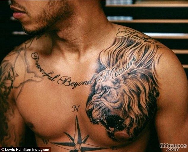 Lewis Hamilton unveils giant new African lion tattoo on his chest ..._6