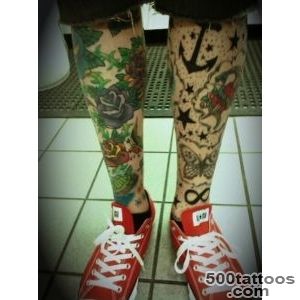 Flower ladies tattoo on leg_50