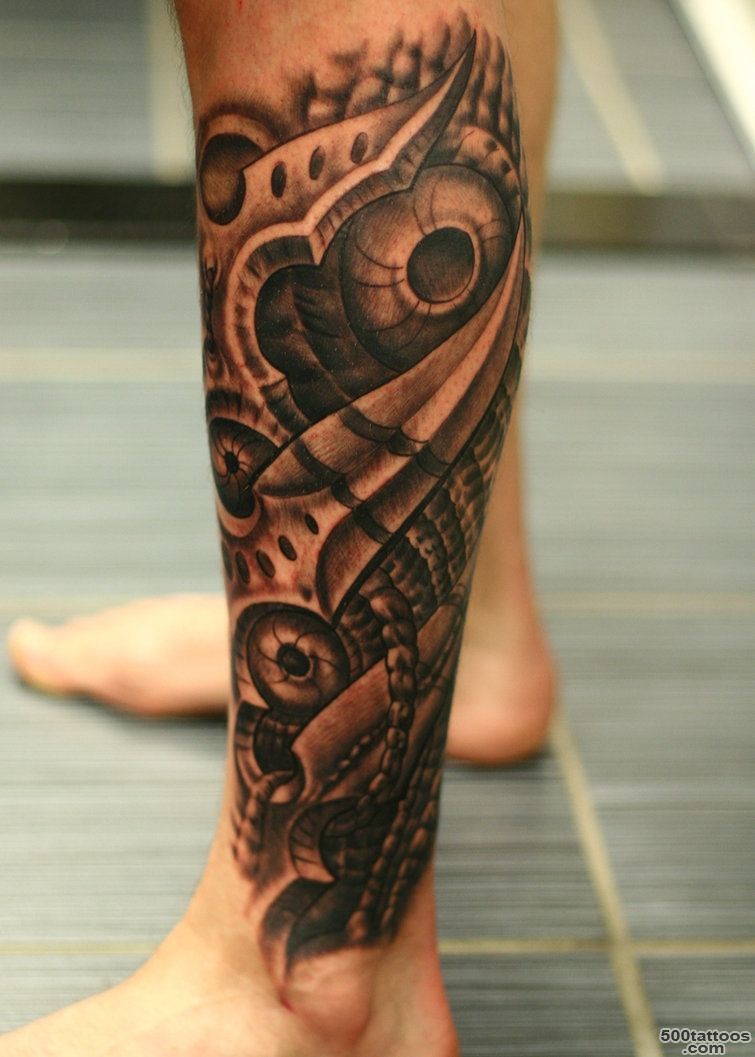 Amazing Biomechanical Tattoo On Leg  Tattoobite.com_7