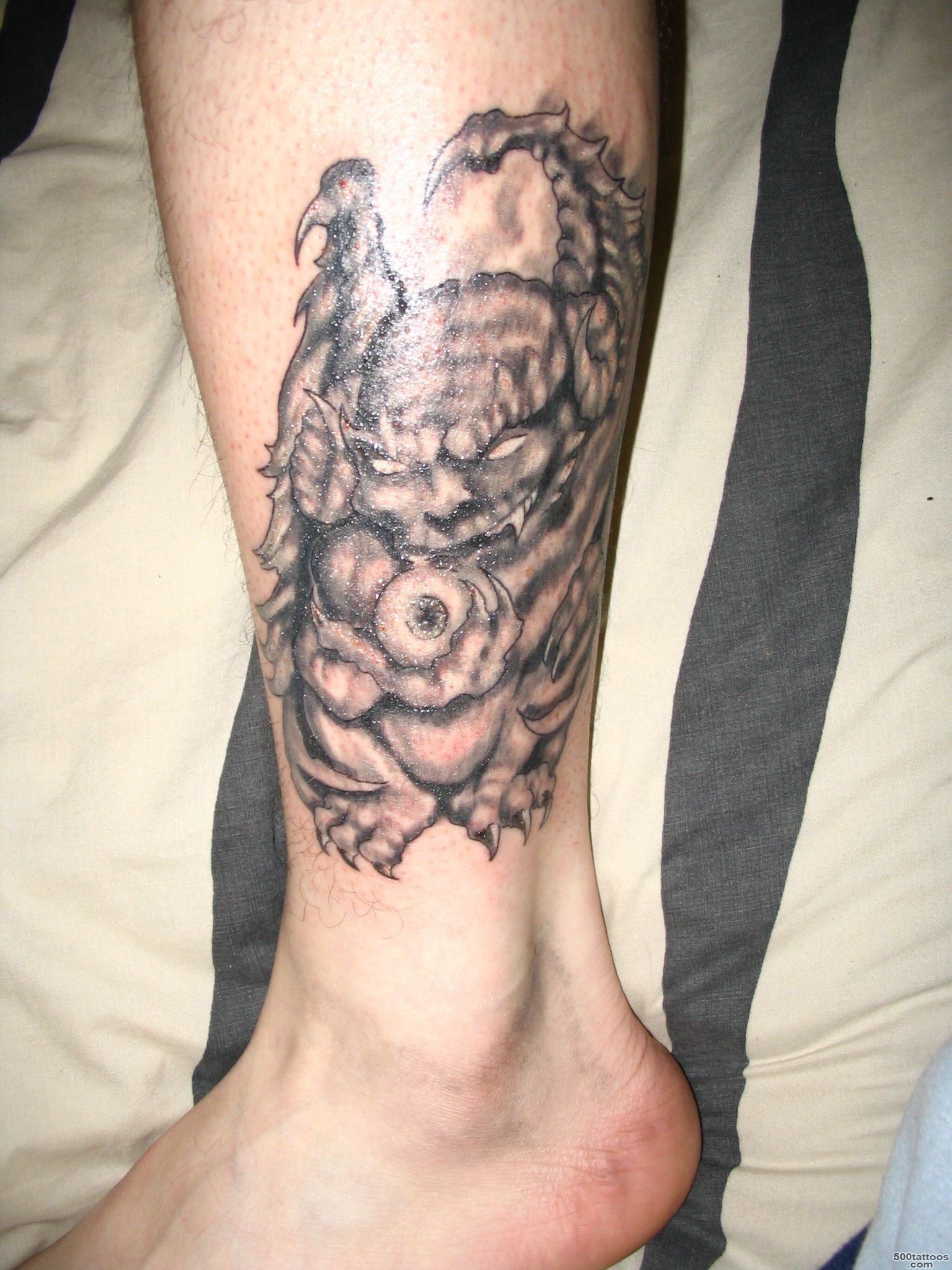 Gothic Gargoyle Tattoo On Leg   Tattoes Idea 2015  2016_42