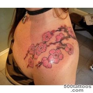 Flower female tattoos shoulder blade_24