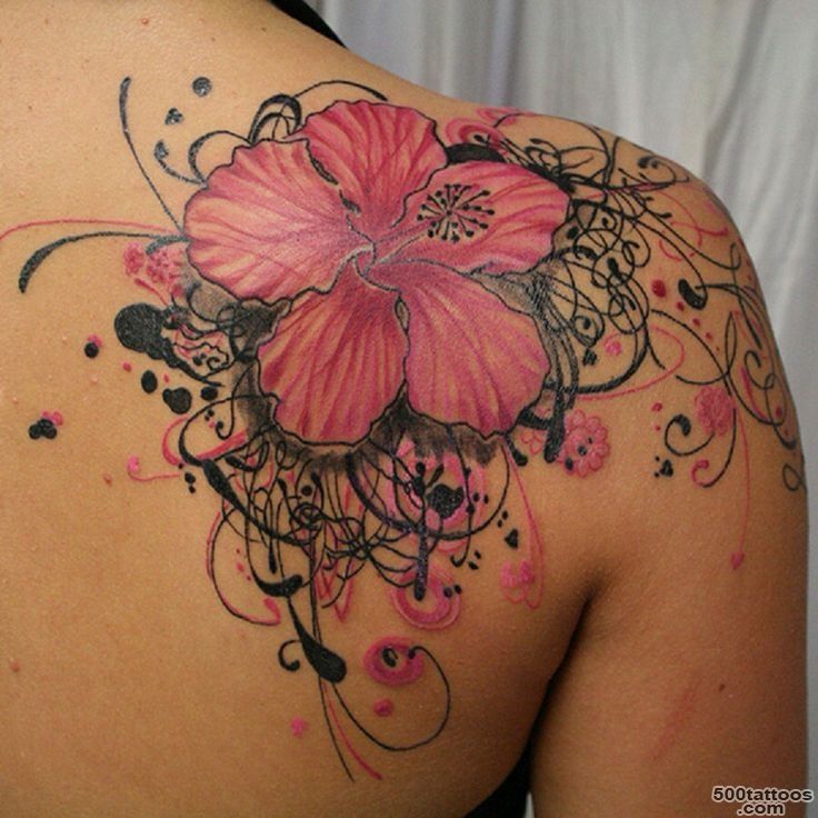 Flower female tattoos shoulder blade_50