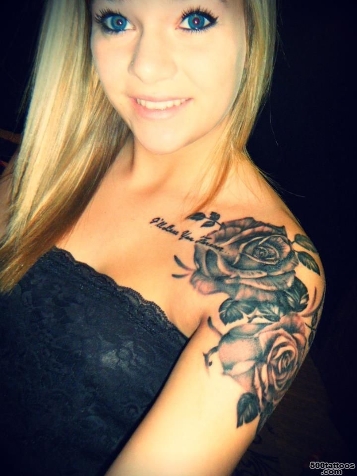 tattoo #roses #shoulder I want Caseys name up front like this with ..._31