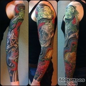 Elegant tattoo with a skull and a snake in oriental style   Skull _16