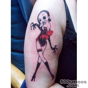 Pin Up Girl Tattoo On Left Half Sleeve_49