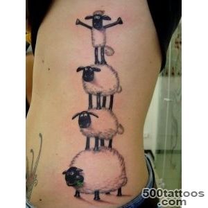 Cartoon black ink sheep pyramid tattoo on side   Tattooimagesbiz_31