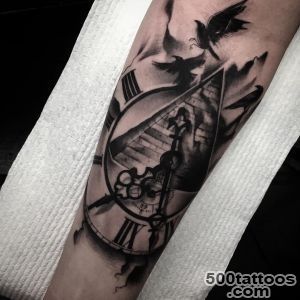 Clock, Pyramid and Birds Tattoo  Venice Tattoo Art Designs_37