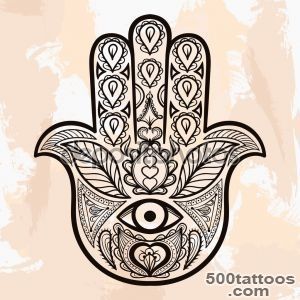 Zentangle vector Hamsa Hand, tattoo in boho style, religion spir _47