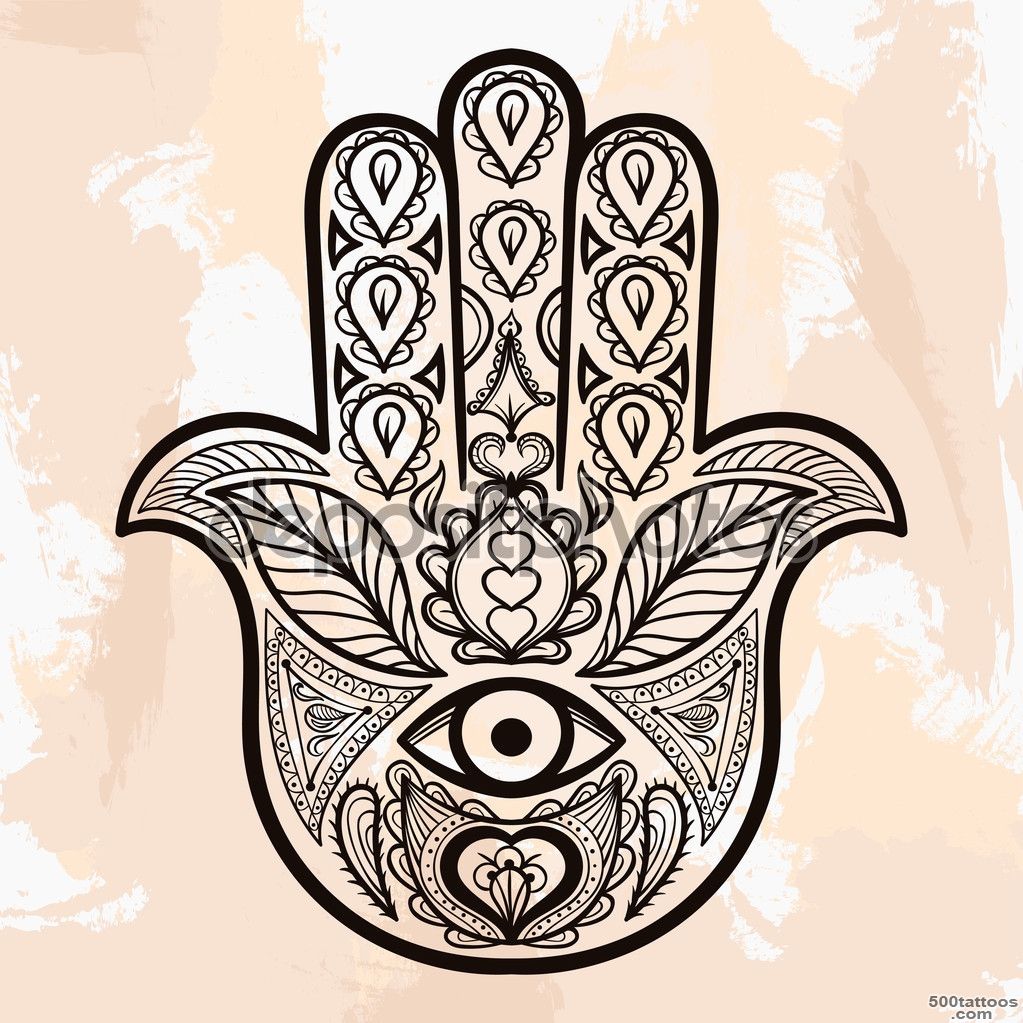 Zentangle vector Hamsa Hand, tattoo in boho style, religion spir ..._47