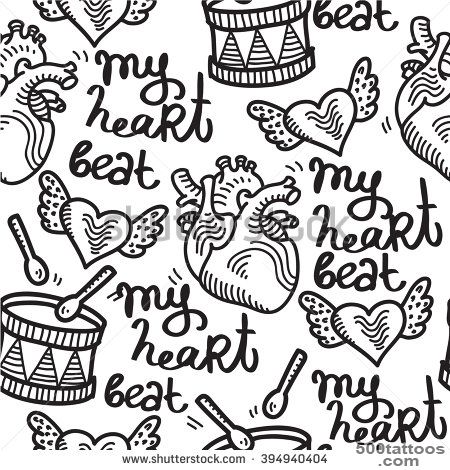 Heart Organ Cute Tattoo Rock N  Roll Pattern Stock Vector ..._46