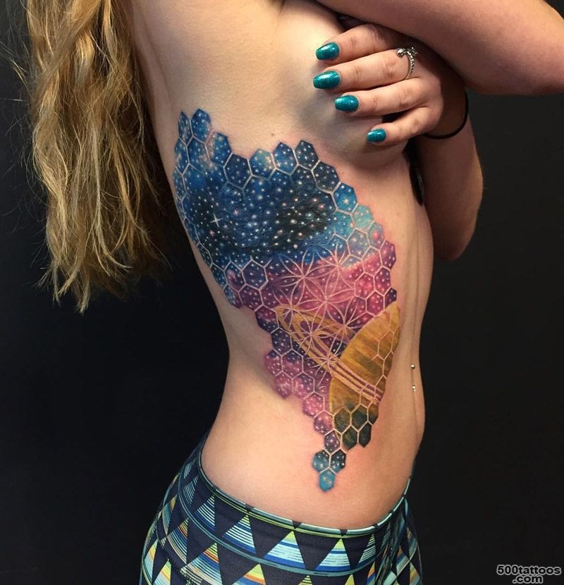 Geometric Space Tattoo With Saturn  Best tattoo ideas amp designs_33