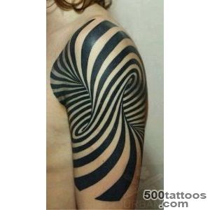 Black Ink Spiral 3D Tattoo On Half Sleeve_20