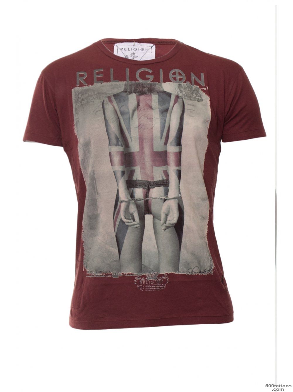Religion Clothing T Shirt Union Jack Tattoo SS Crew in Cardinal ..._25
