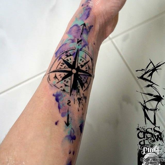 Tattoos — Watercolor Compass Nautical Arm tattoo_37