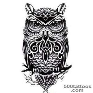 Black And White Owl Totem Printed Tattoo Sticker Waterproof Sexy _21