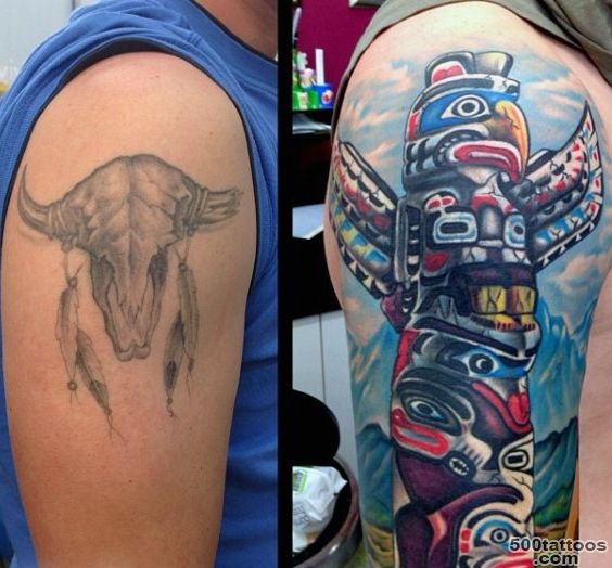 Pin Brightly Colored Totem Pole Cover Up Upper Arm Tattoo On ..._25