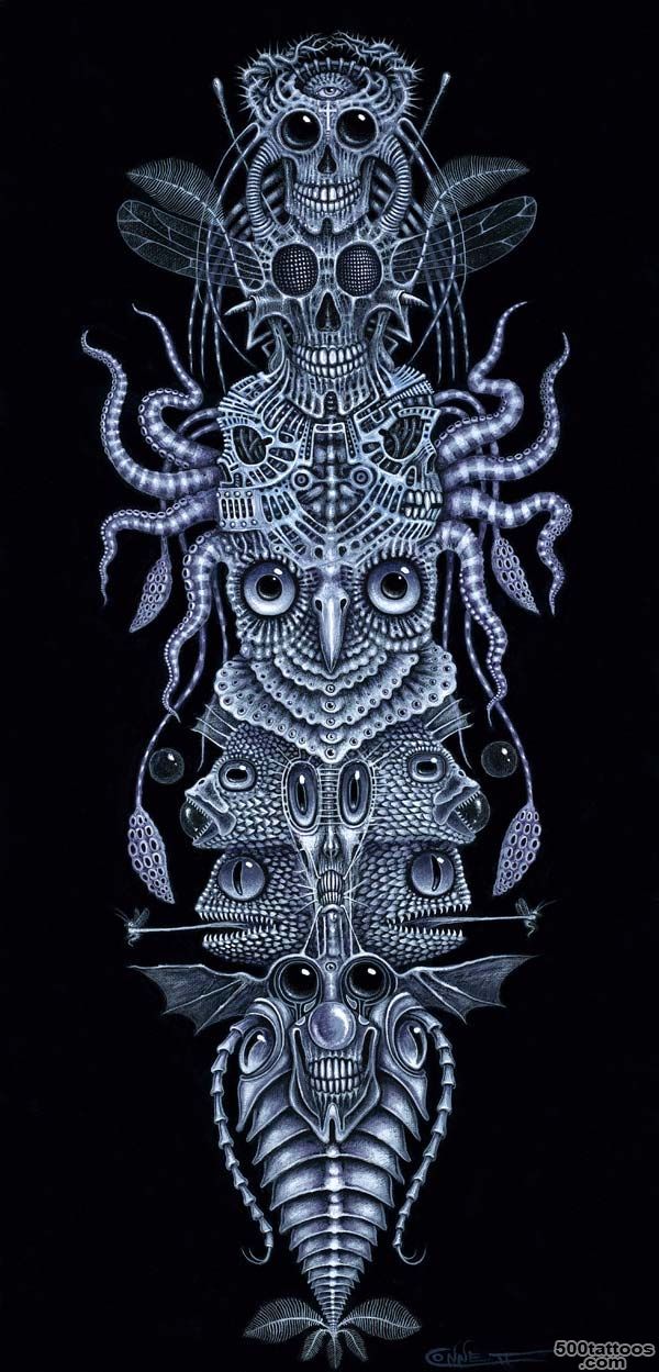 Spinal Totem Tattoo by RS Connett ~ 2007 Acrylic on canvas 12 x 24_26