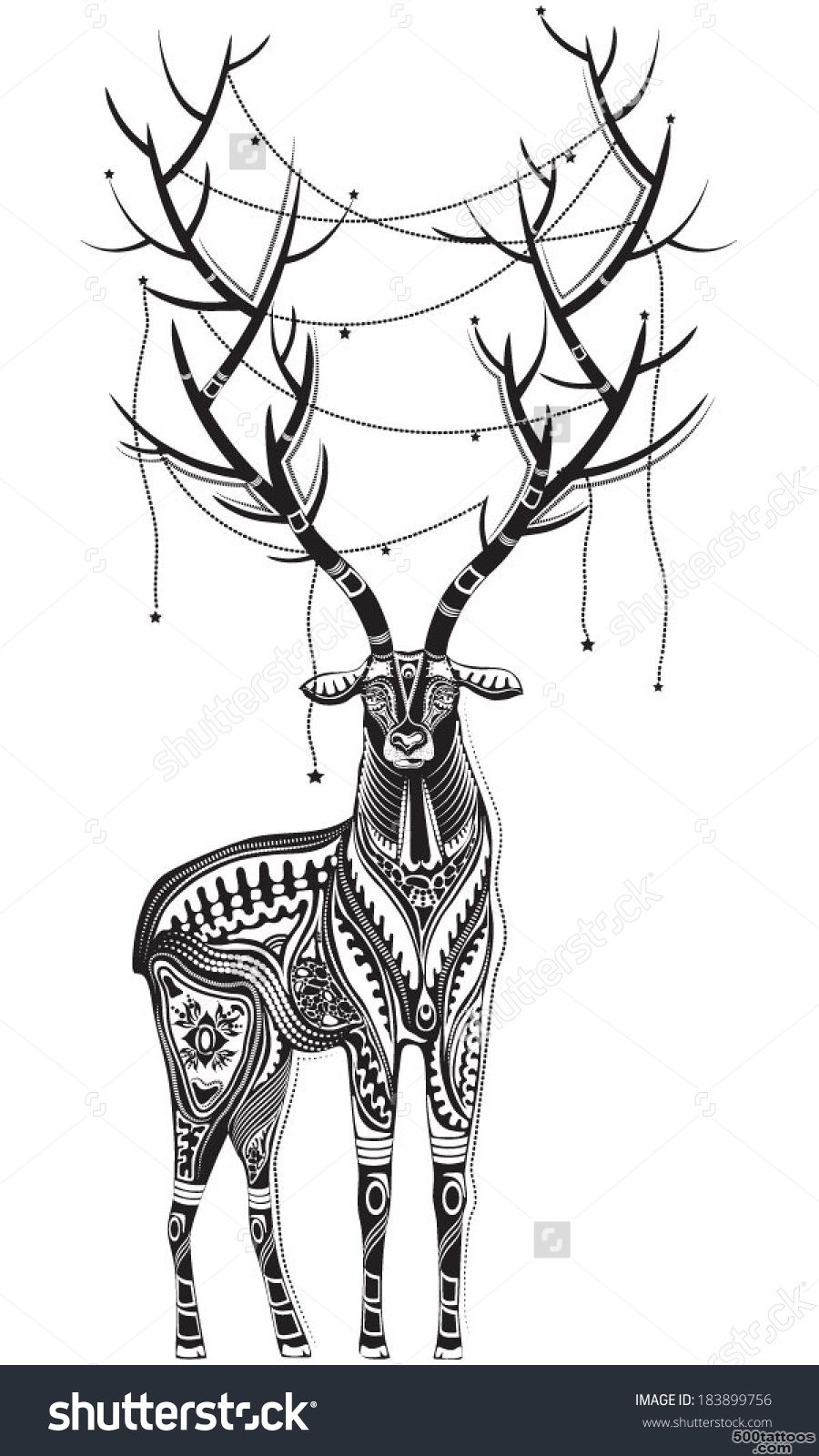 Vector Illustration Of A Totem Tattoo Wild Animal   Deer ..._29