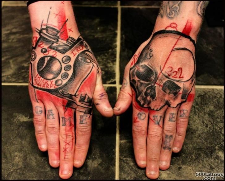 Skull Hand Trash Polka Tattoo by Beautiful Freak_14