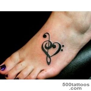 Heart Violin Key Tattoo On Girl Left Foot_46