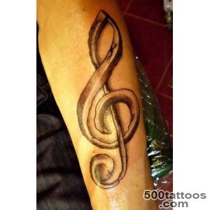 Violin Key Music Tattoo On Left Leg_15