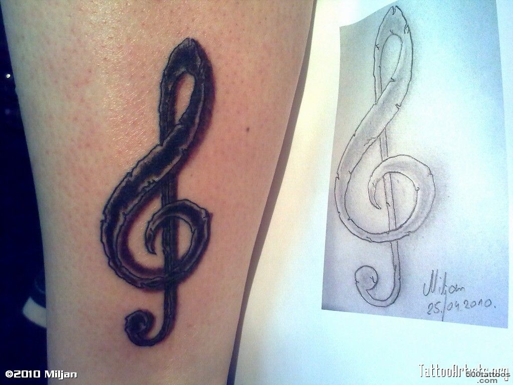 26 Cool Violin Key Tattoo Images, Pictures And Ideas_28
