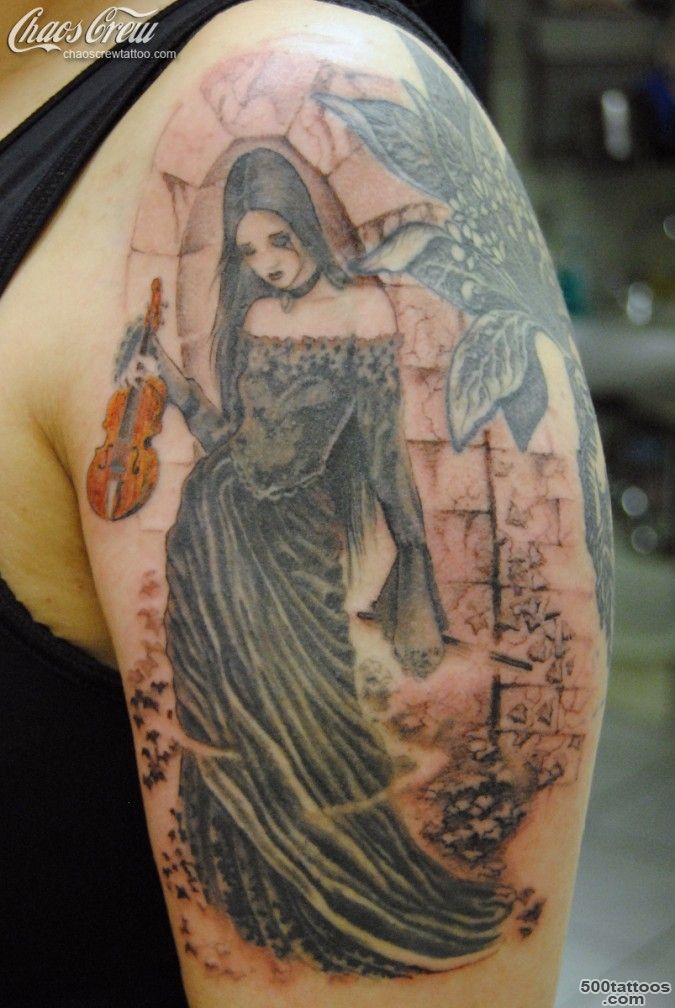 Violin Girl by Alex Neumie   Chaos Crew Tattoo Studio M?nchenChaos ..._12