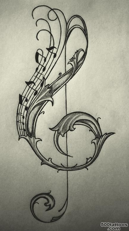 Violin Key Tattoo Design by Enchantedbluerose_1