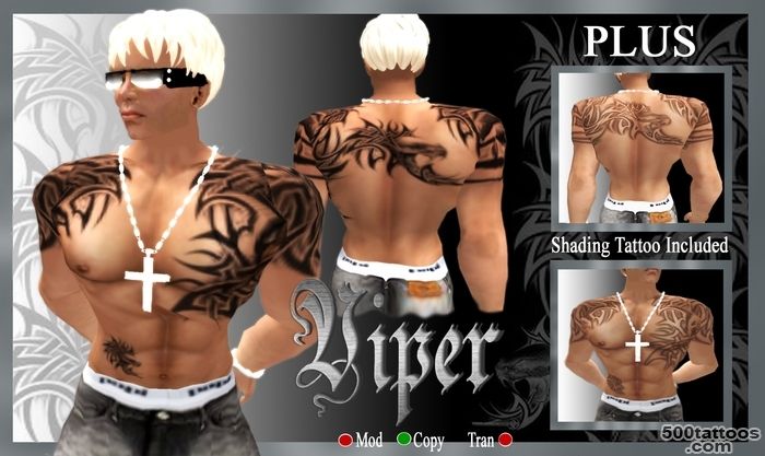 Second Life Marketplace   .Platinum Tattoos. Viper Upper Body tattoo_13