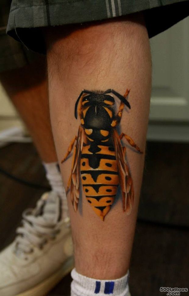 Large Realistic Wasp On Leg  Best tattoo ideas amp designs_18